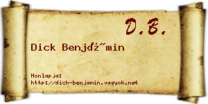 Dick Benjámin névjegykártya